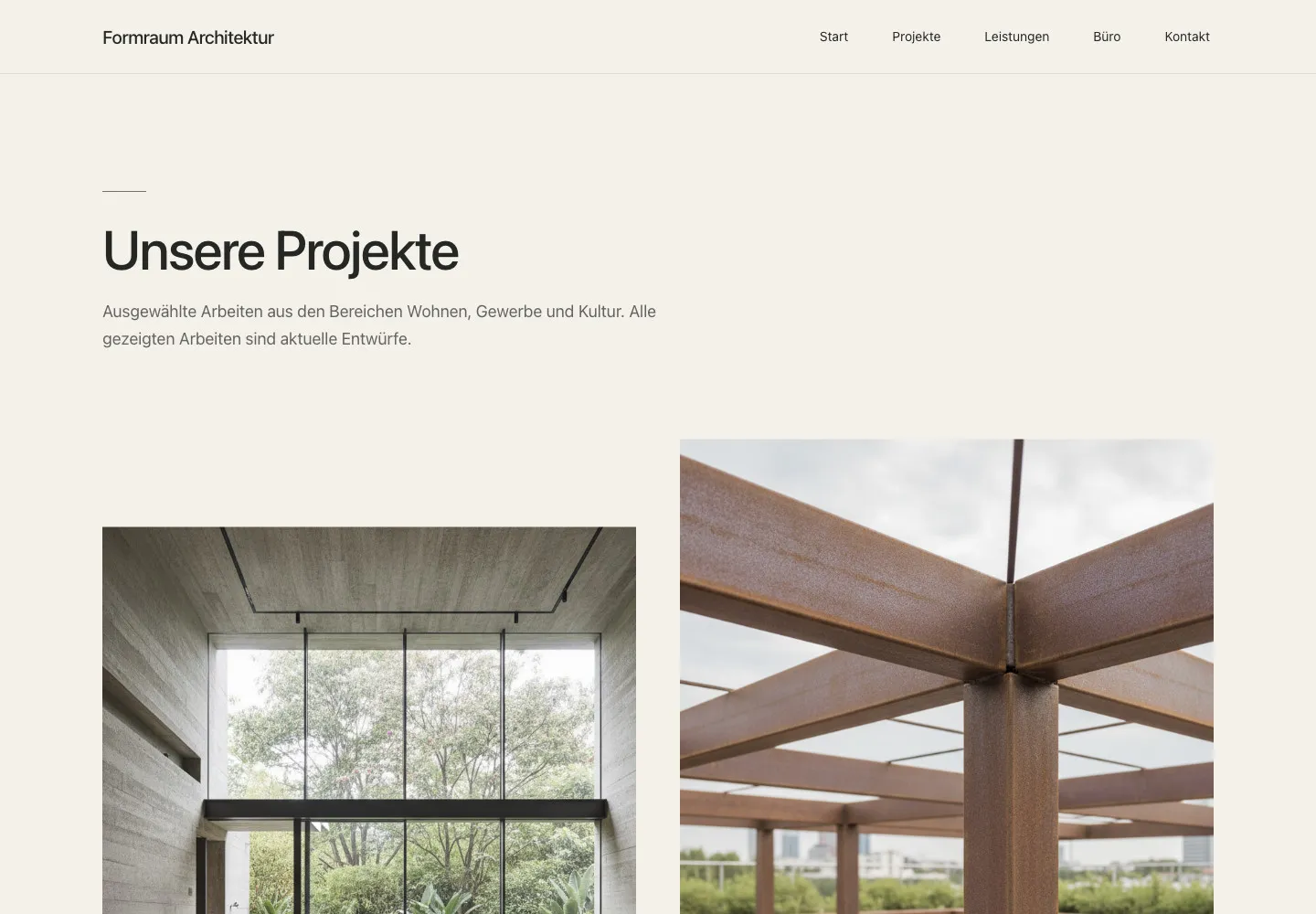 Formraum Architektur: Unterseite Unsere Projekte