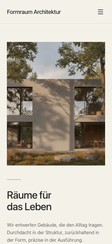 Formraum Architektur auf dem Smartphone