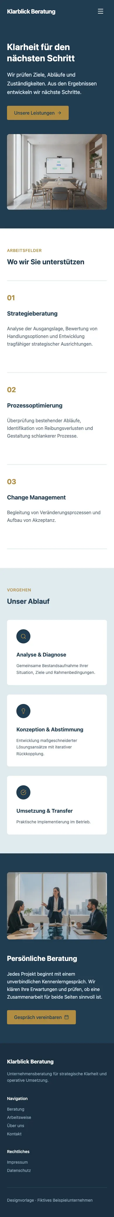 Mobile Startseite von Klarblick Beratung