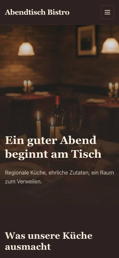 Abendtisch Bistro auf dem Smartphone