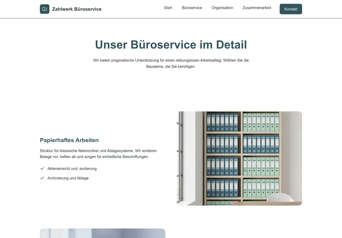 Zahlwerk Büroservice: Unterseite Unser Büroservice im Detail