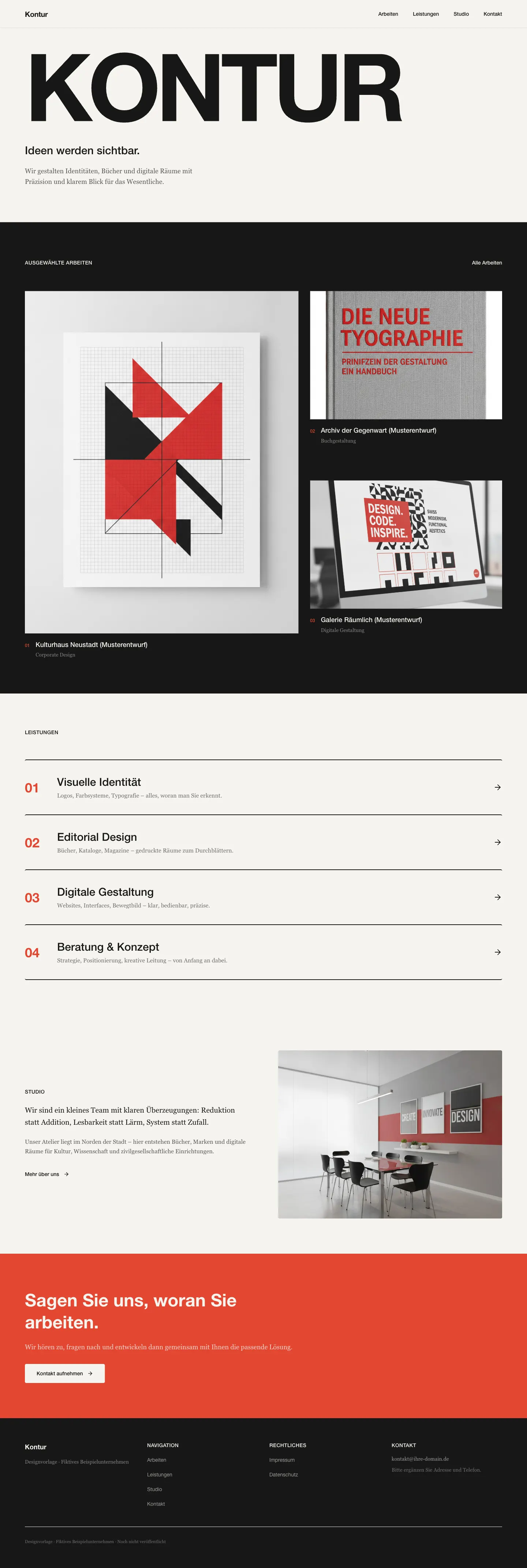 Kontur Designstudio: Website-Vorlage für Designstudios