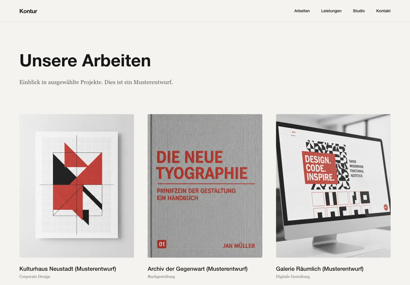 Kontur Designstudio: Unterseite Unsere Arbeiten
