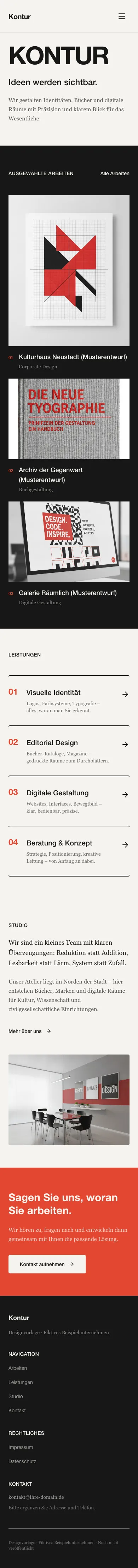 Mobile Startseite von Kontur Designstudio