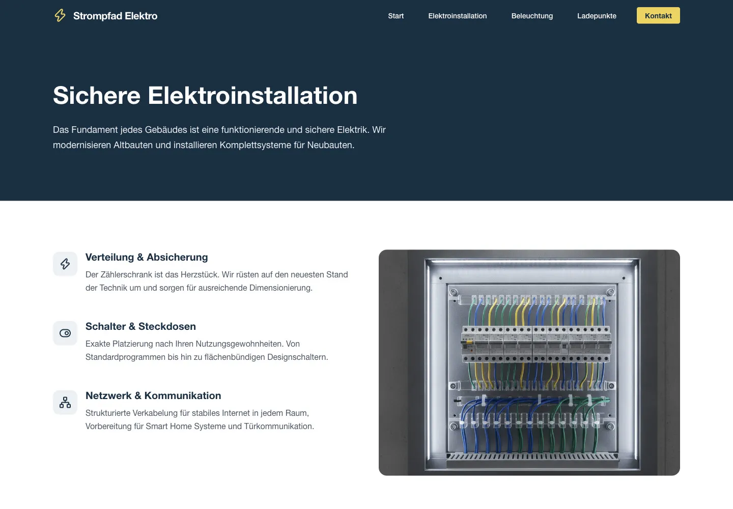 Strompfad Elektro: Unterseite Sichere Elektroinstallation