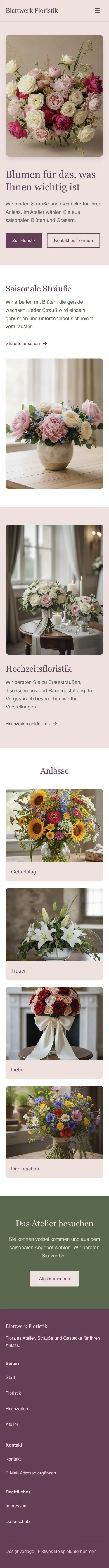Mobile Startseite von Blattwerk Floristik