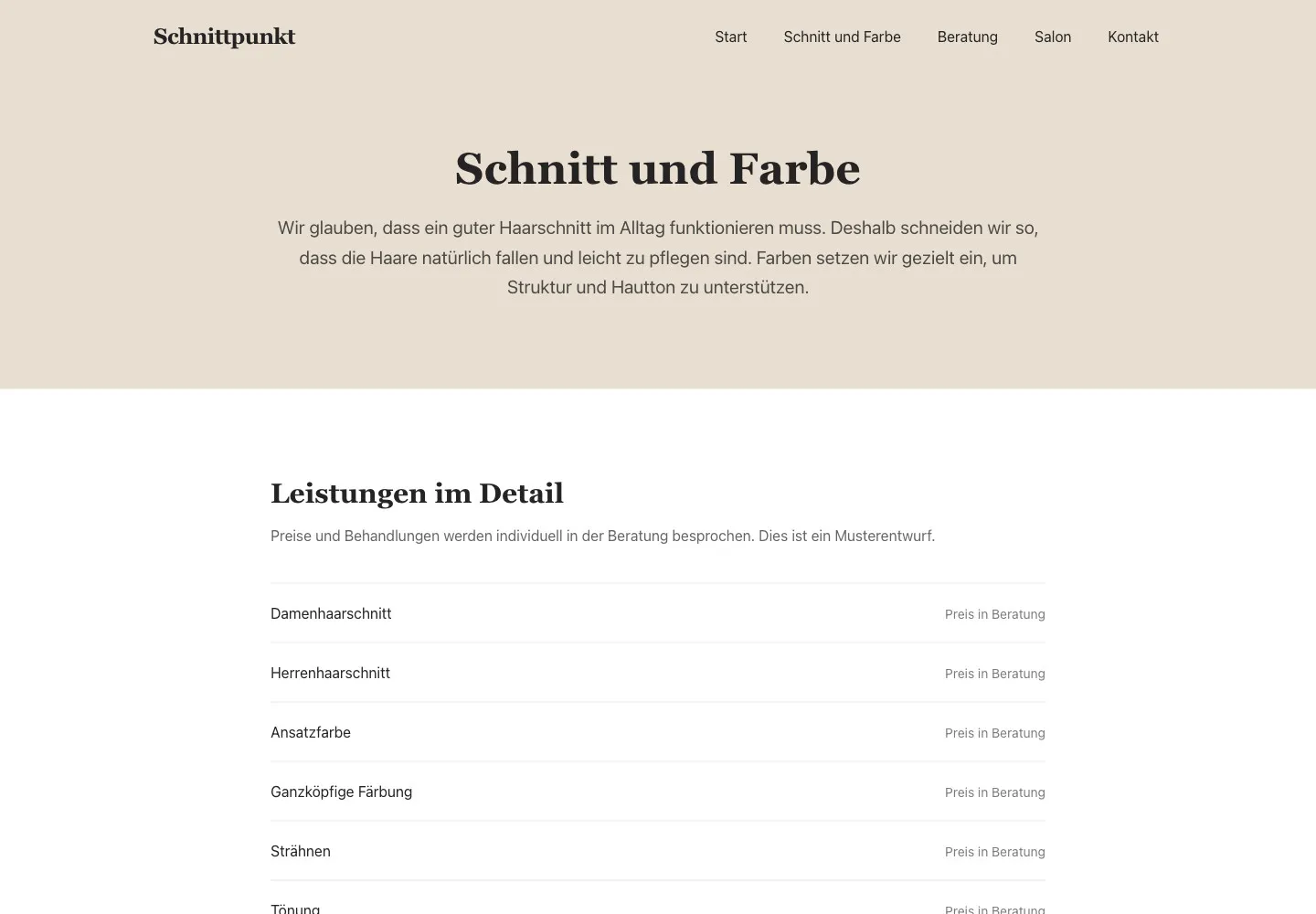 Schnittpunkt Haarstudio: Unterseite Schnitt und Farbe