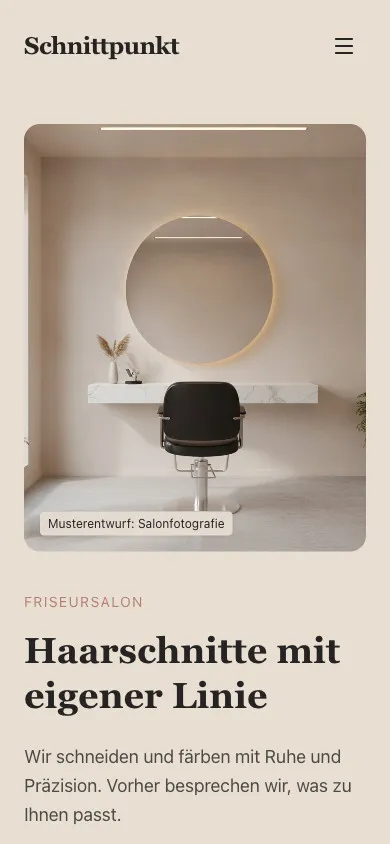 Schnittpunkt Haarstudio auf dem Smartphone