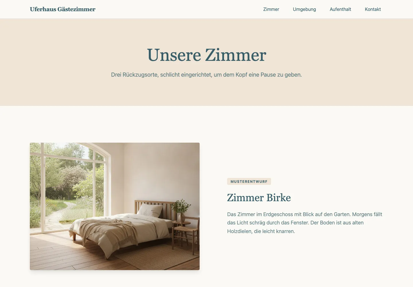 Uferhaus Gästezimmer: Unterseite Unsere Zimmer