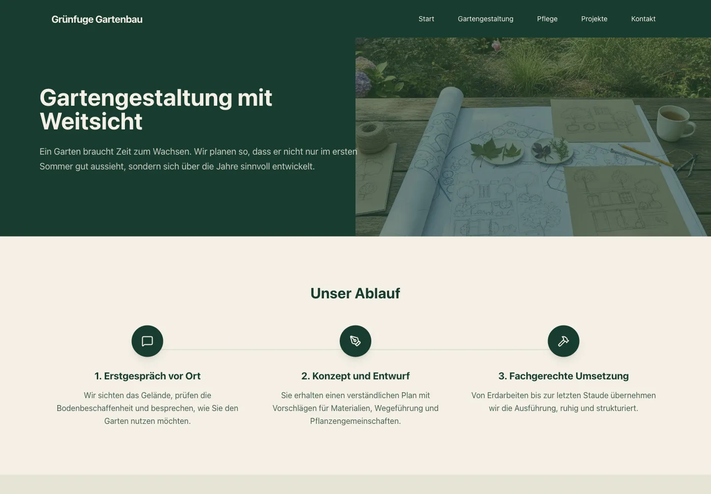 Grünfuge Gartenbau: Unterseite Gartengestaltung mit Weitsicht