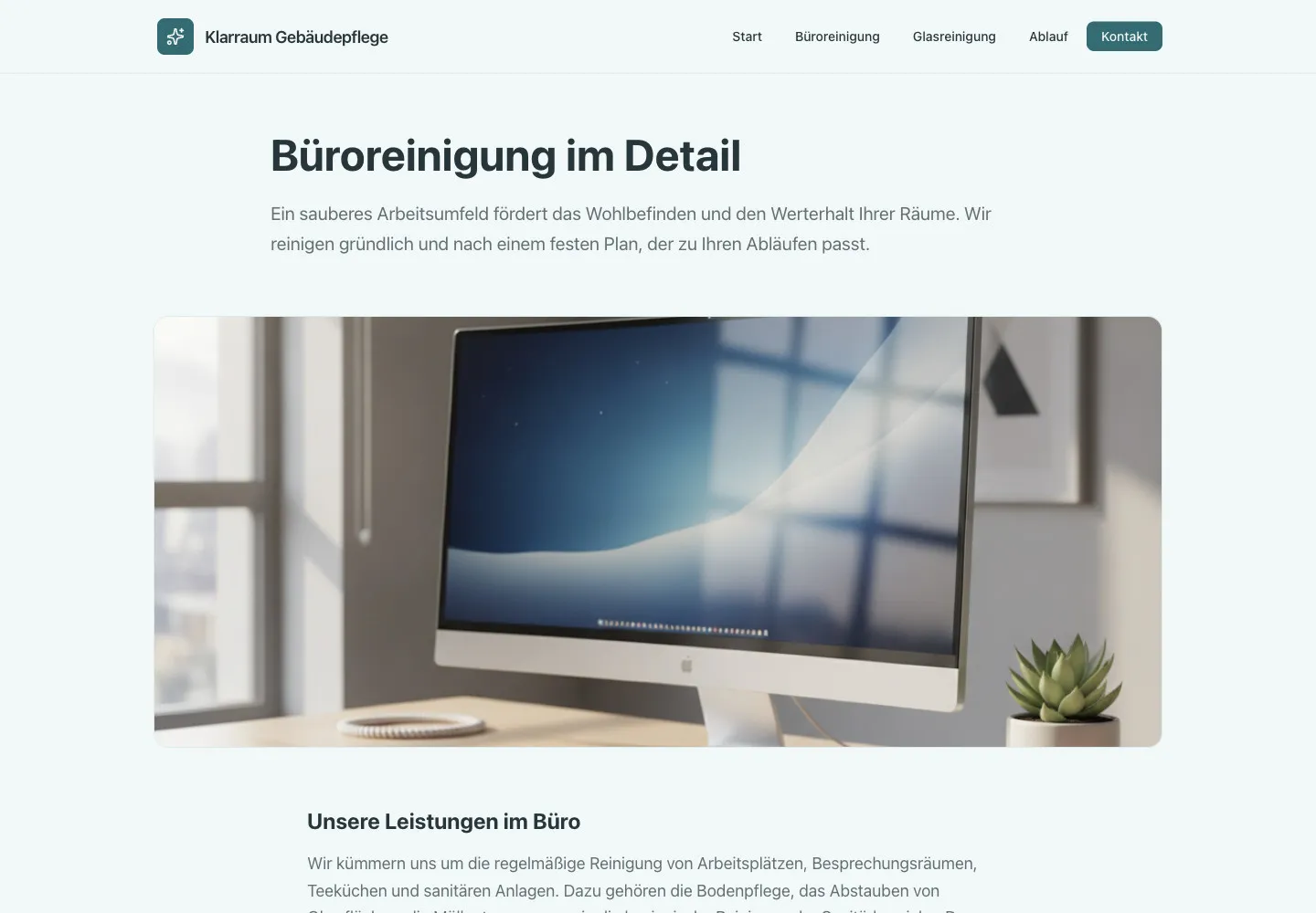 Klarraum Gebäudepflege: Unterseite Büroreinigung im Detail