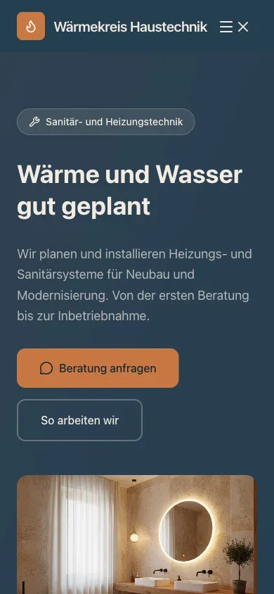 Wärmekreis Haustechnik auf dem Smartphone