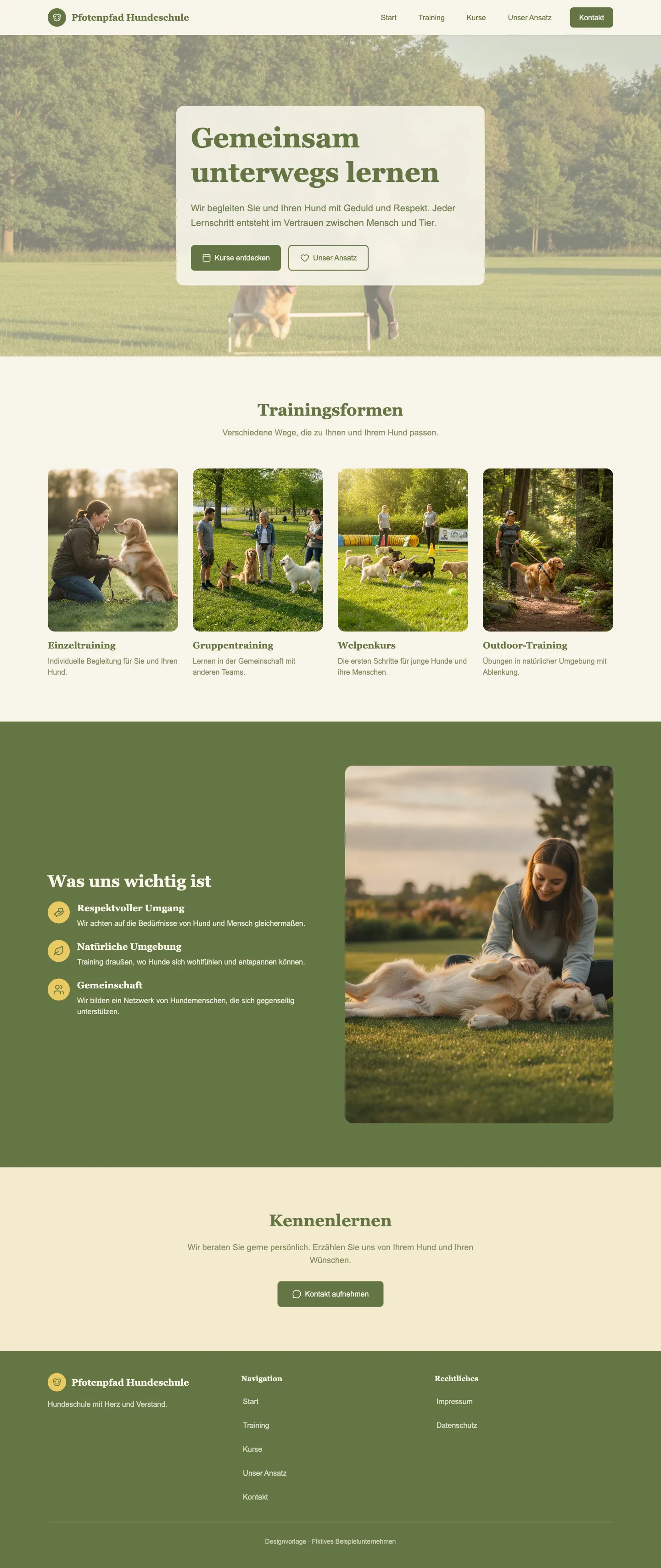 Startseite der Vorlage Pfotenpfad Hundeschule für Hundeschulen