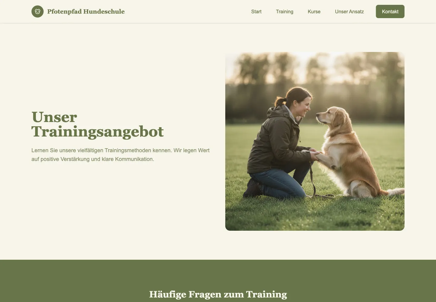 Pfotenpfad Hundeschule: Unterseite Unser Trainingsangebot