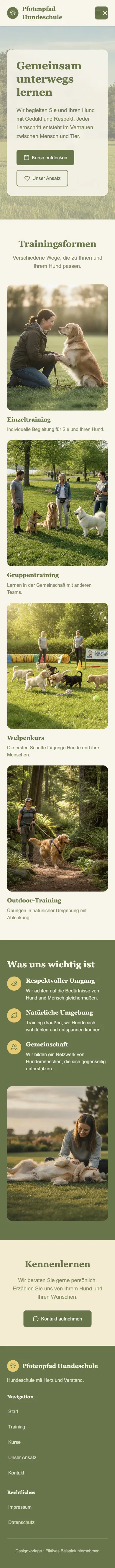 Mobile Startseite von Pfotenpfad Hundeschule