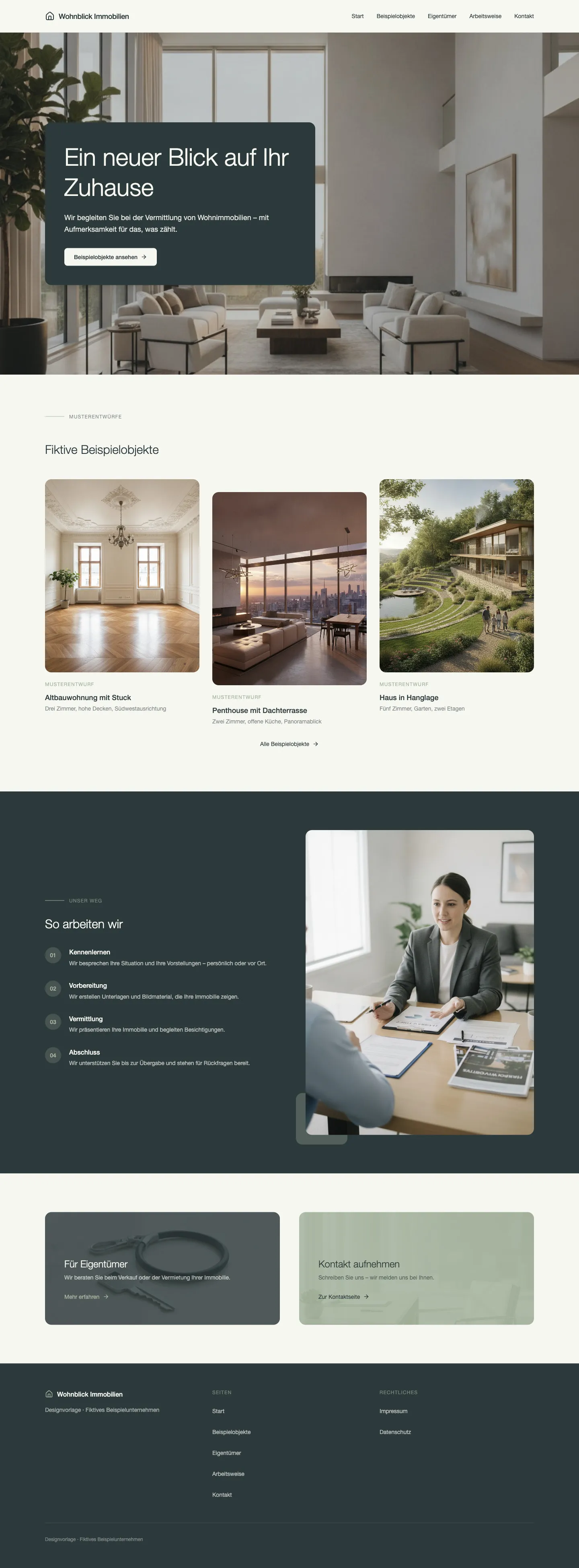 Startseite der Vorlage Wohnblick Immobilien für Immobilienvermittler