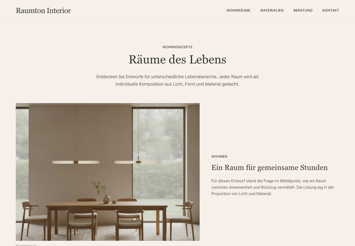 Raumton Interior: Unterseite Räume des Lebens