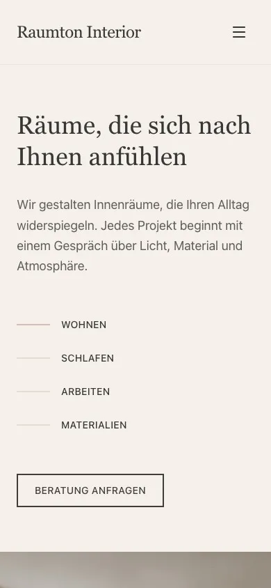 Raumton Interior auf dem Smartphone