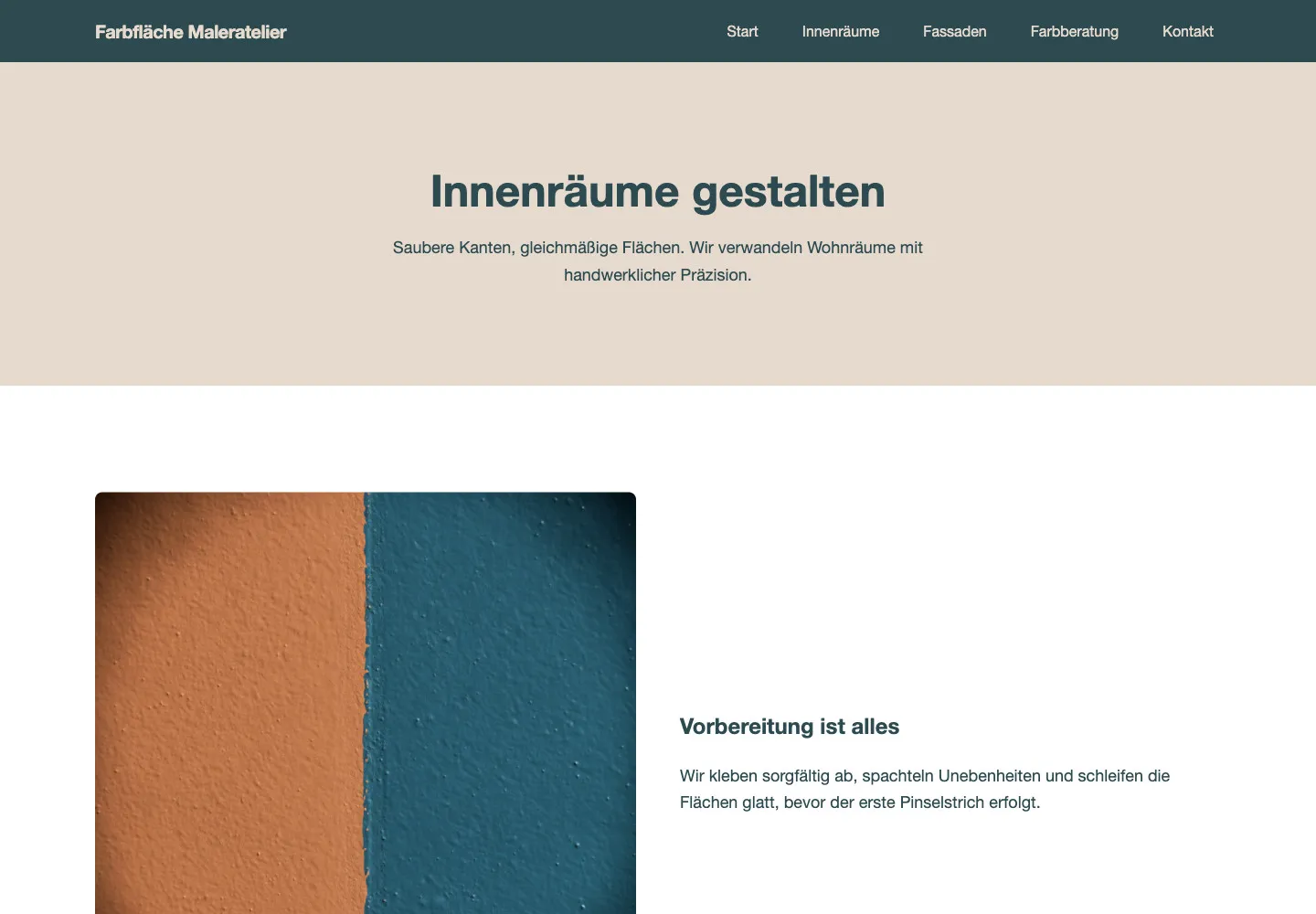 Farbfläche Maleratelier: Unterseite Innenräume gestalten