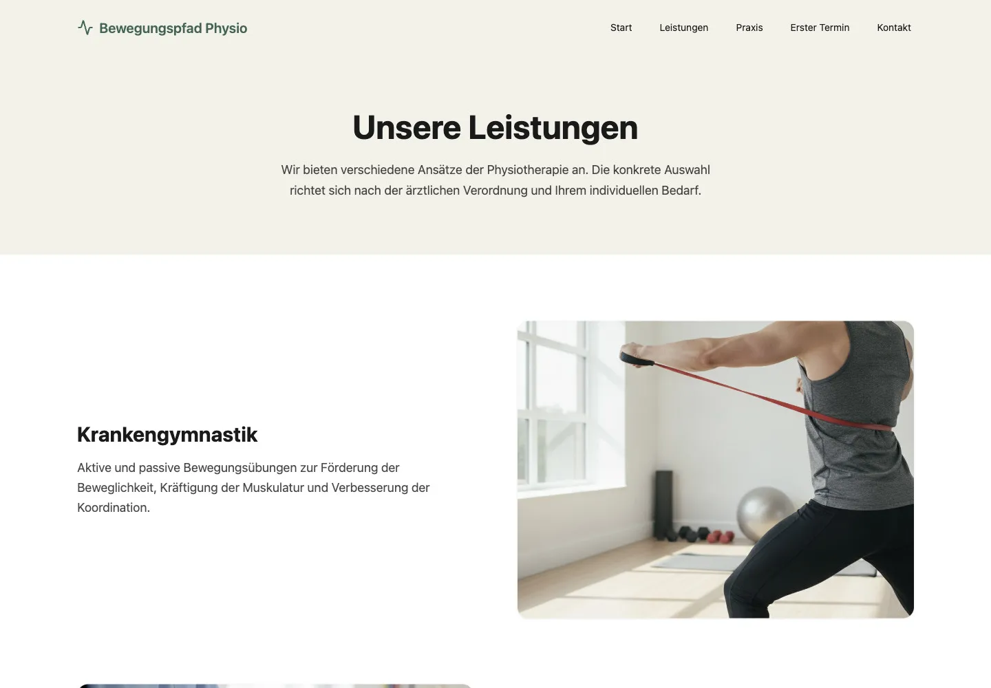 Bewegungspfad Physio: Unterseite Unsere Leistungen