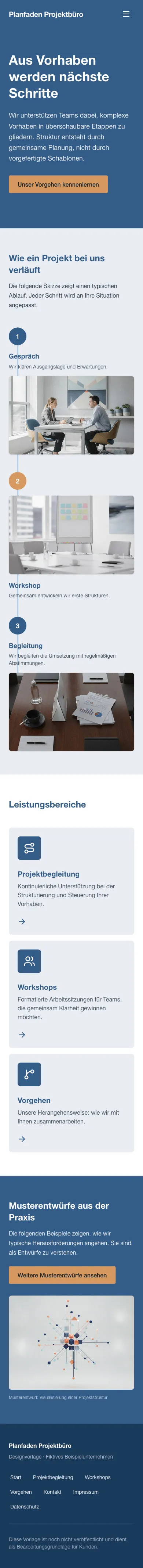 Mobile Startseite von Planfaden Projektbüro
