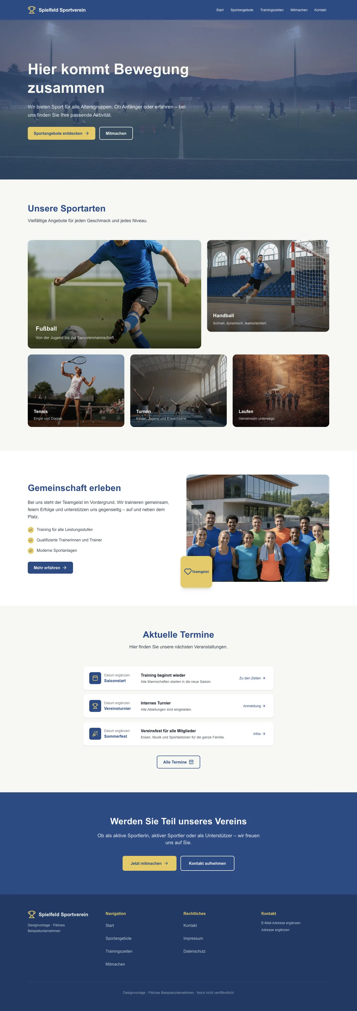 Spielfeld Sportverein: Website-Vorlage für Sportvereine