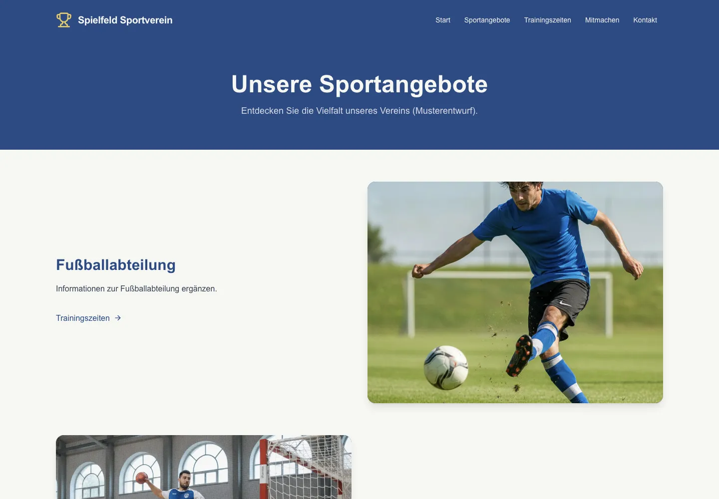 Spielfeld Sportverein: Unterseite Unsere Sportangebote