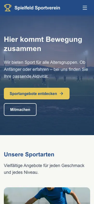 Spielfeld Sportverein auf dem Smartphone