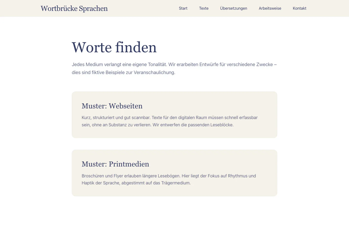 Wortbrücke Sprachen: Unterseite Worte finden