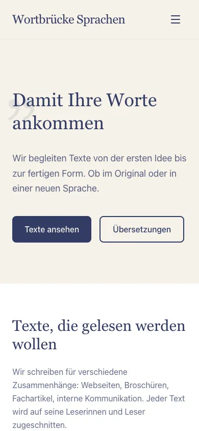 Wortbrücke Sprachen auf dem Smartphone