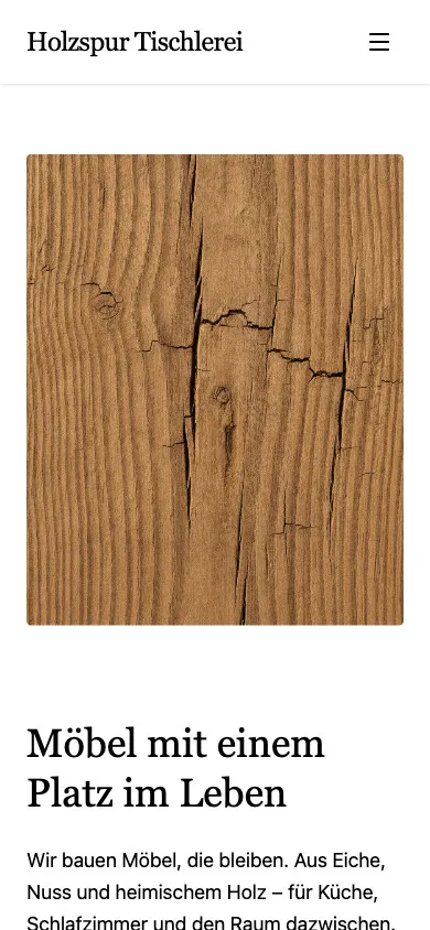 Holzspur Tischlerei auf dem Smartphone