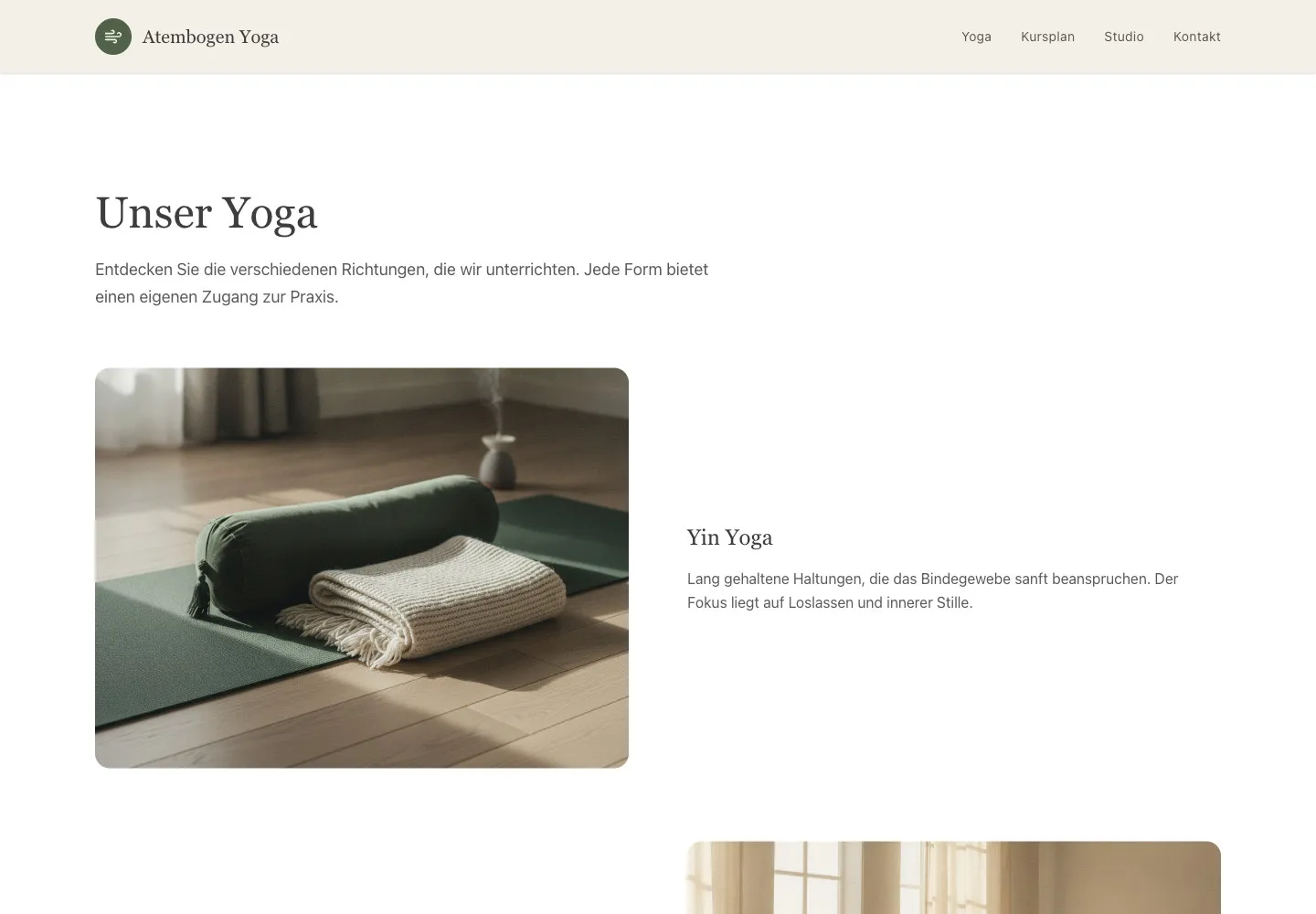 Atembogen Yoga: Unterseite Unser Yoga