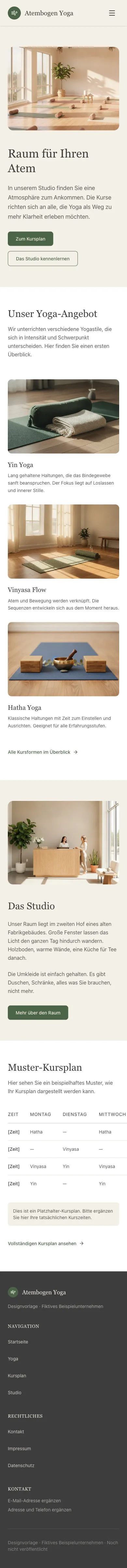Mobile Startseite von Atembogen Yoga